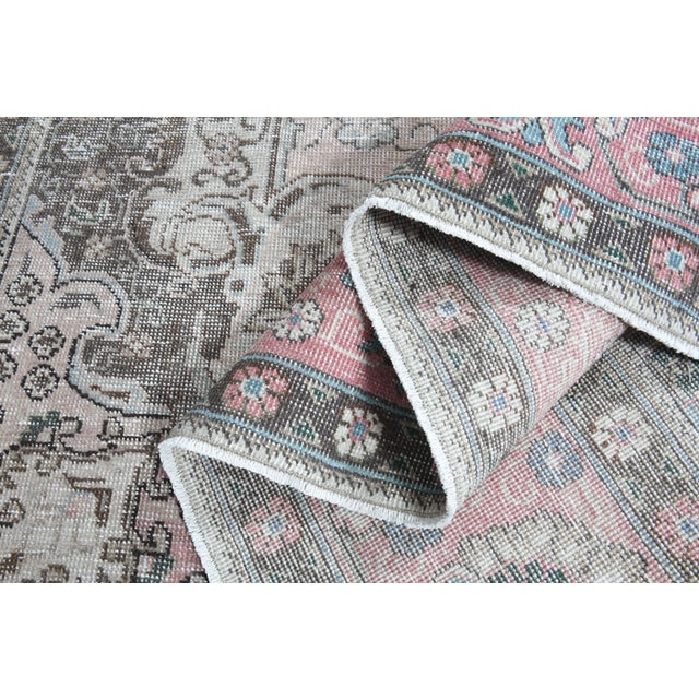 1970s Vintage Persian Handmade Wool Cotton Pink Area Rug For Sale - Image 9 of 11