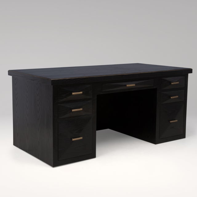2020s Desk in Black Oak With Brass Details by R&y Augousti For Sale - Image 5 of 15