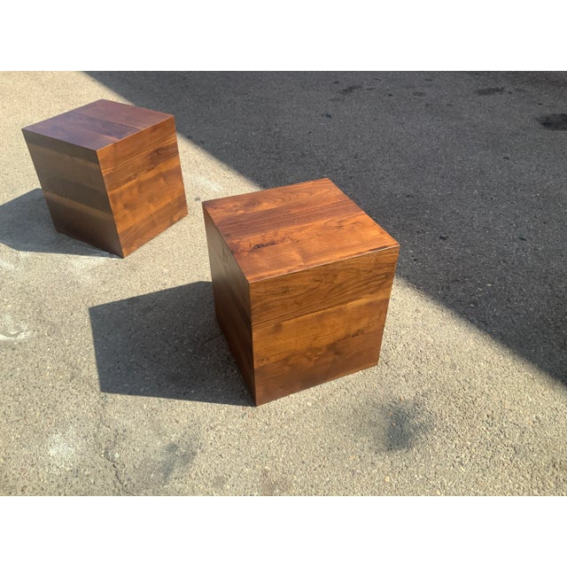 Mid Century Modern Walnut Cubes For Sale - Image 4 of 12