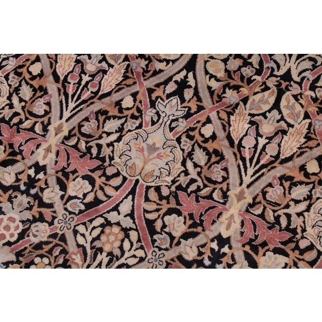 Renaissance Boho Chic Floral Pak-Persian Black/Taupe Wool Rug - 9'1'' X 12'0'' For Sale - Image 3 of 9