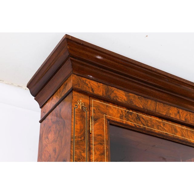 Antique Victorian Burr Walnut and Inlaid Bookcase, 1800s For Sale - Image 5 of 18