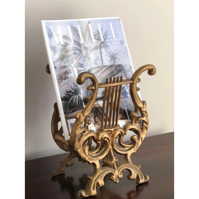 1970s Cast Iron Lyre Magazine / Display Stand For Sale In Baltimore - Image 6 of 10