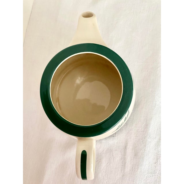 Antique White Vintage Dansk Nordic Knits Green Ceramic Teapot With Lid Excellent Condition For Sale - Image 8 of 13