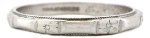 Antique Art Deco Platinum Engraved Orange Blossom Band, Feb. 20, 1925, Size 6.25