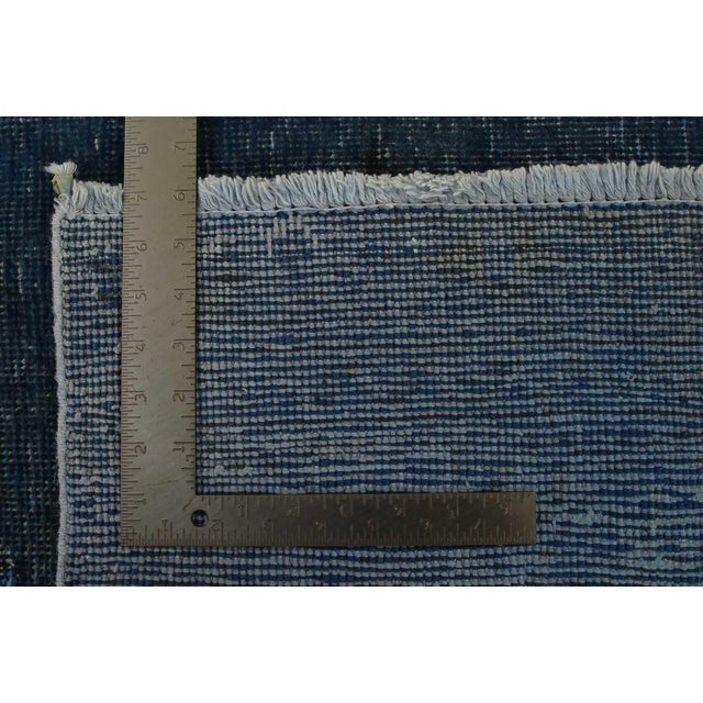 Tabriz Rug 9’4” X 12’5” Blue Wool Vintage Overdyed Hand-Knotted Carpet For Sale - Image 15 of 15