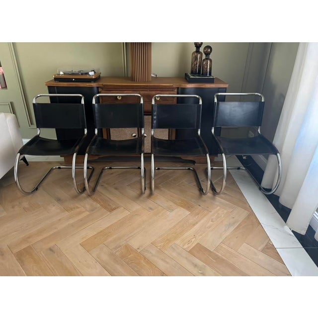 Black Leather Chairs by Ludwig Mies van der Rohe, 1960s, Set of 2 For Sale - Image 16 of 16