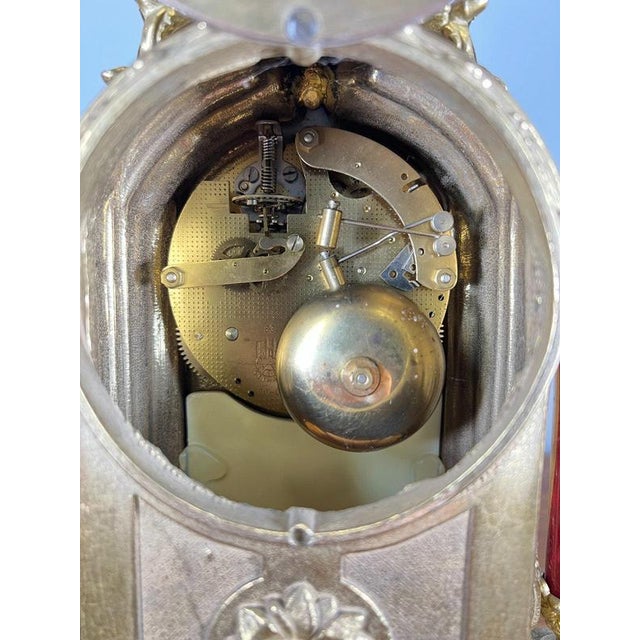 Lancini Imperial Ormolu Porcelain Gilt Brass Mantle Clock Garniture, Set of 3 For Sale - Image 9 of 17