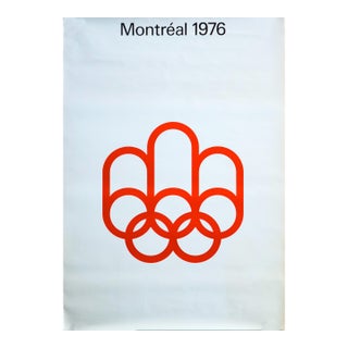 1976 Montreal Olympic Logo Poster, Red on White Logo - Cojo (Large) For Sale