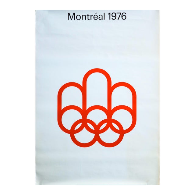 1976 Montreal Olympic Logo Poster, Red on White Logo - Cojo (Large) For Sale