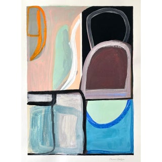 Sarah Vaaler Original Abstract Painting With Blue and Peach For Sale