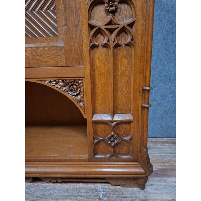 Wood Large Antique 20th Century Gothic Oak Sideboard For Sale - Image 7 of 9