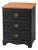 Vintage Gothic Revival Onyx Black Three-Drawer Nightstand With Brass Batwing Pulls For Sale
