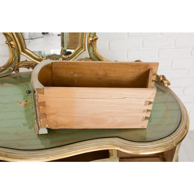 Rococo Rococo Revival Vanity Table with Mirror and Glass Top, 1960s For Sale - Image 3 of 9