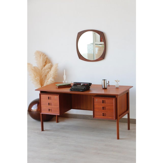 1960s Danish Desk by Erik Brouer – Restored Solid Teak Designer Erik Brouer created this remarkable 1960s Danish desk for...