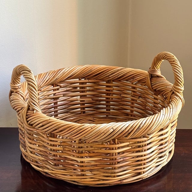 Vintage French-Style Basket W/ Twisted Rim and Double Handles For Sale - Image 4 of 12