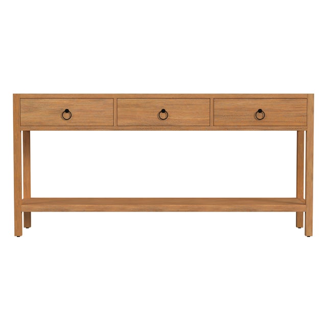 Spritely Home Accent Furniture Lark 65 in. W Rectangular Wood 3 Drawer Console Table with Lower Open Shelf, Natural Mango For Sale - Image 4 of 8