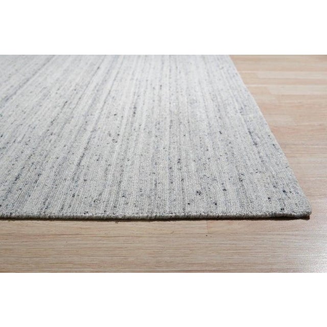 4x6 Gray Hand-Knotted Wool Striated Geometric Modern Carpet Rug For Sale - Image 4 of 7
