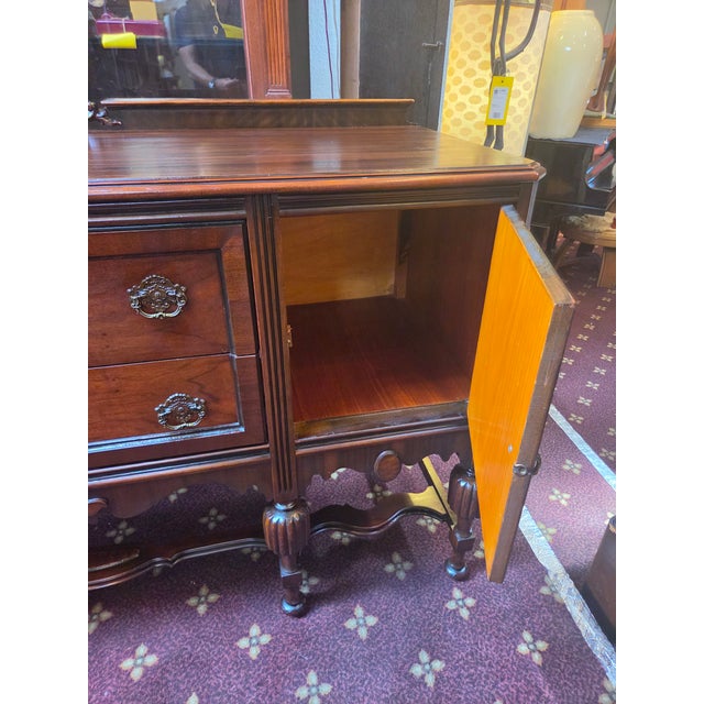 Burnt Umber Antique 1920s Jacobean Spanish Revival Walnut Sideboard For Sale - Image 8 of 12