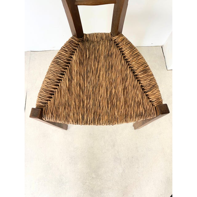 Brown Vintage Brutalist Chairs in Wood and Straw, 1950s-1970s, Set of 2 For Sale - Image 8 of 11