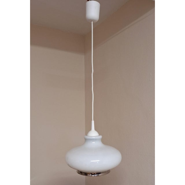 Vintage Ceiling Lamp on White Plastic Mount, 1970s, in Very Good conditions. Designed 1970 to 1979 European Plug (up to...