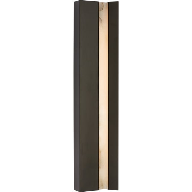 2020s Anne-Marie Barton for Visual Comfort Signature Austera 32" Sconce in Matte Carbon with Alabaster For Sale - Image 5 of 11