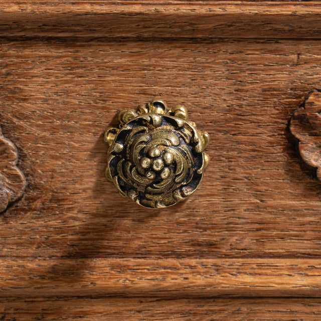 19th Century 19th Century France Golden Oak Carved Oak Petite Commode For Sale - Image 5 of 11