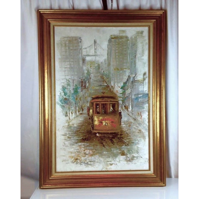 Parker Oil on Canvas Mid Century Modern Haight Asbury Summer of Love San Francisco Oil on Canvas Street Scene Signed, Framed For Sale - Image 6 of 12