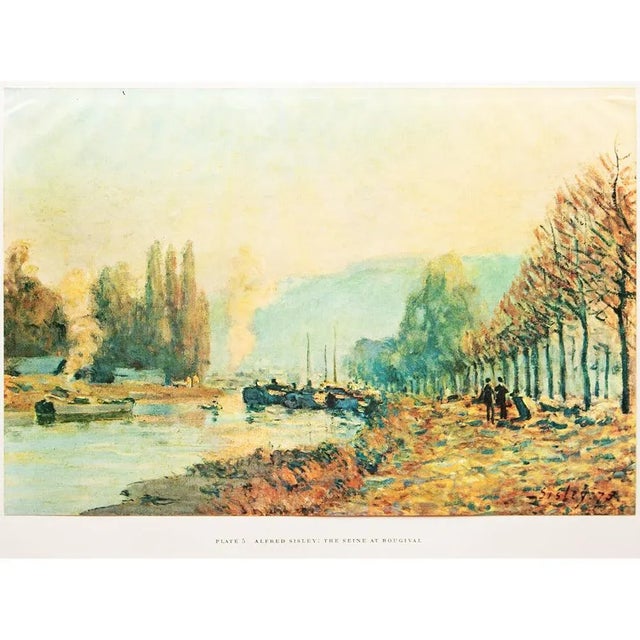 Celadon 1950s After Alfred Sisley "The Seine at Bougival", First Edition Swiss Full-Color Print For Sale - Image 8 of 9