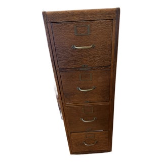 1920s Tiger Oak 4 Drawer File Cabinet (Library Bureau Sole Manufacturer) For Sale