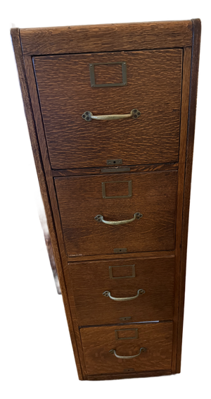 1920s Tiger Oak 4 Drawer File Cabinet (Library Bureau Sole Manufacturer)