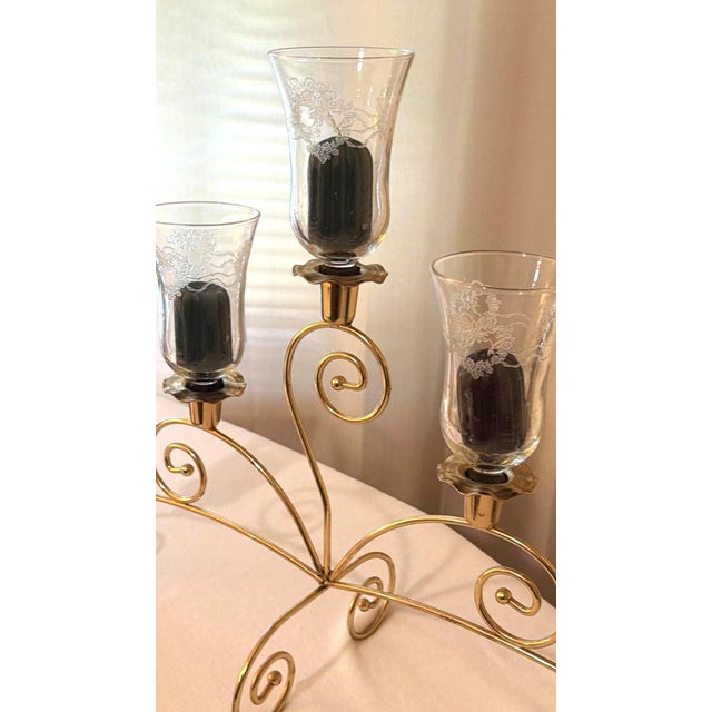 1980s Vintage Home Interior 5Arm Candelabra W/Votive Glas Cups W/Hearts & Ribbons Embellishment For Sale - Image 5 of 8
