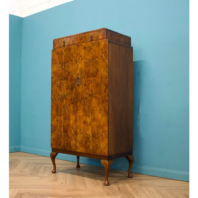 Art Deco Walnut Compact Wardrobe, 1930s For Sale - Image 4 of 11