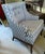Mid-Century Modern Mid Century Queen Anne Style Modified Wing Back Chair in Ikat Upholstery For Sale - Image 3 of 9