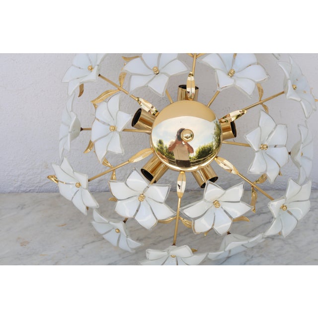 Grace Kelly, Delicious Murano Ceiling Light White Flowers, 1980 For Sale - Image 12 of 16
