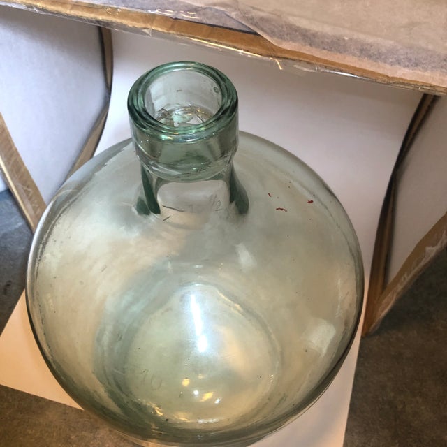 1970s Light Green Demijohn Bottle With Etched Measurements For Sale - Image 4 of 6