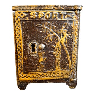Antique 1882 Kyser & Rex Cast Iron Sport Safe Bank Elephant Giraffe Dog Patented For Sale