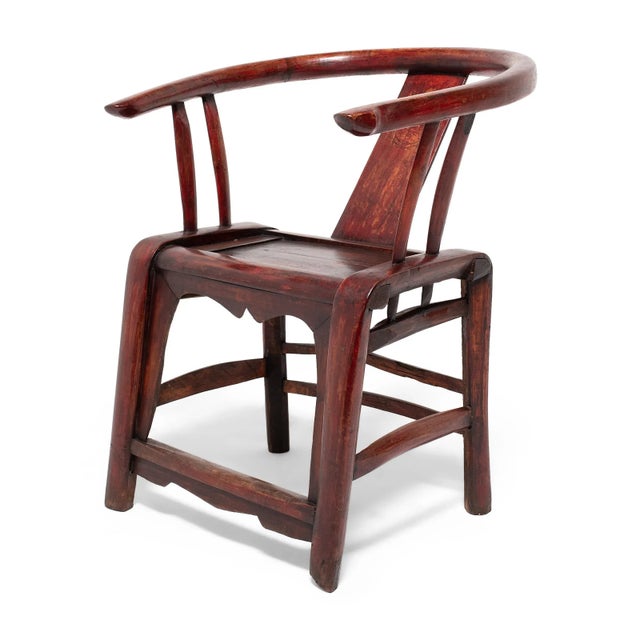 Red Chinese Red Lacquer Roundback Chair, 19th C. For Sale - Image 8 of 8