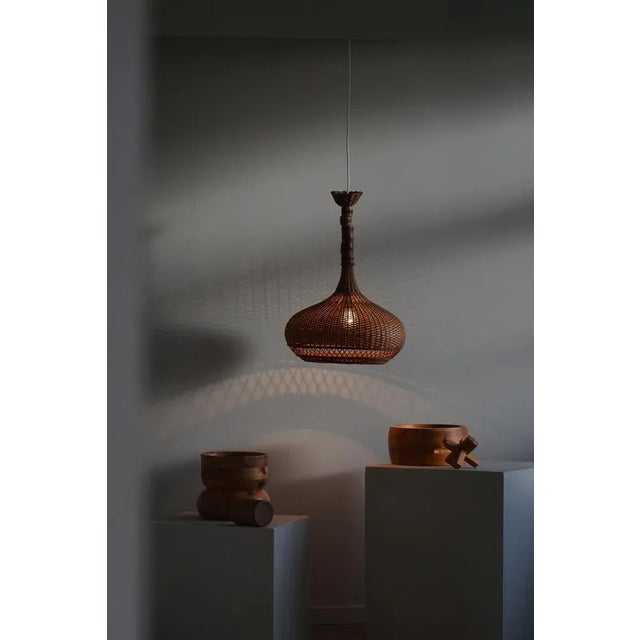 Mid-Century Danish Rattan Pendant, 1960s For Sale - Image 9 of 11