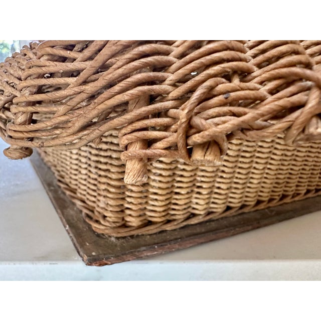 Brown Rare 19th Century Antique Handcrafted French Gathering Basket For Sale - Image 8 of 11