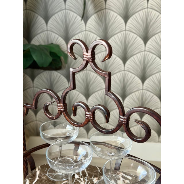 Early 21st Century Marble Stone and Wrought Iron Metal 3-Tier Plant Stand or Bar Cart For Sale - Image 5 of 16