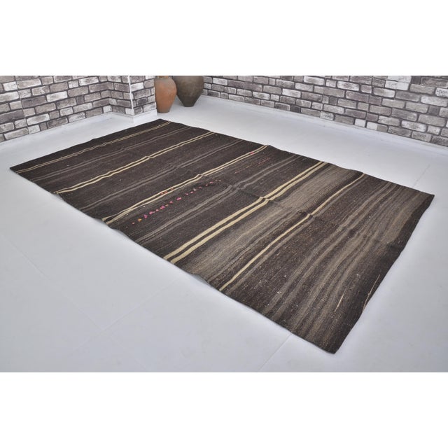 Textile Black Vintage Organic Kilim Rug For Sale - Image 7 of 8