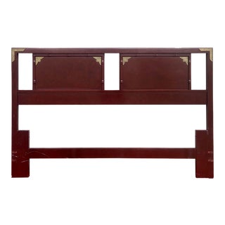 Thomasville Chinoiserie Faux Bamboo Queen Headboard With Brass Accents For Sale