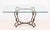 Mid-Century Modern Glass Top Wrought Iron Dining Table, French of Italian, the rectangular top above a scrollwork base....