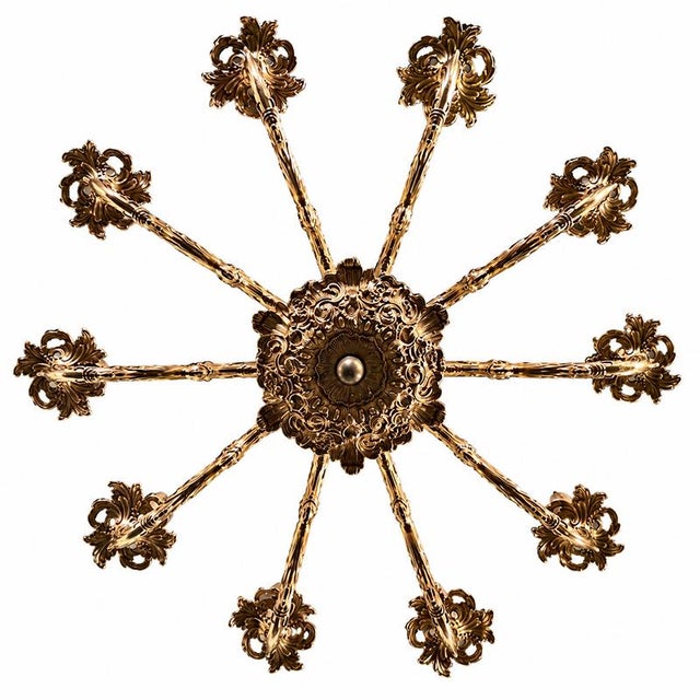 1980s Rococo-Style Gilded Bronze 6-Light Chandelier, 1980s For Sale - Image 5 of 6