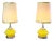 Pair of 1970's Lamps Yellow Glass and Chrome For Sale