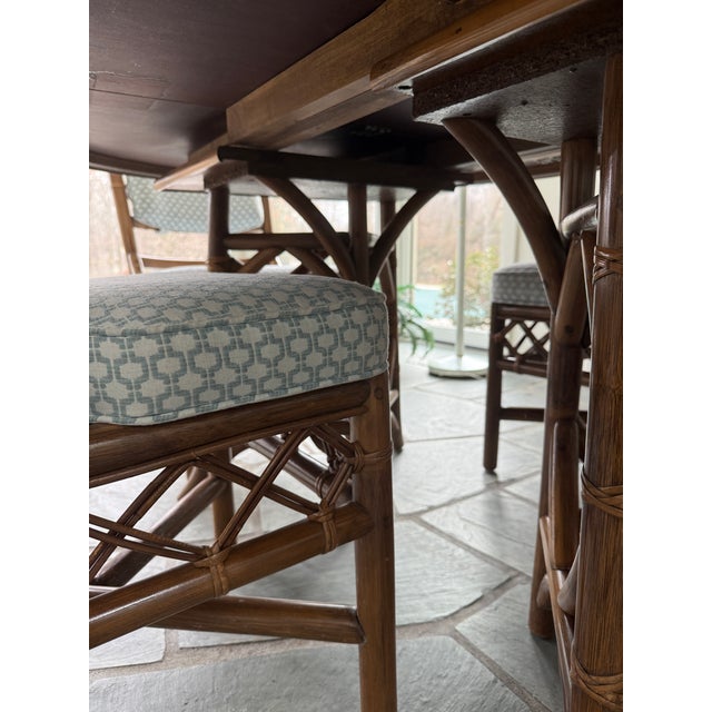 Vintage 5-Piece Rattan Dining Set, Attributed to Clark Casual Distinctive Rattan For Sale - Image 10 of 13