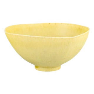 Small Yellow Tenmoku Glazed Stoneware Bowl by Berndt Friberg for Gustavsberg , 1960s For Sale