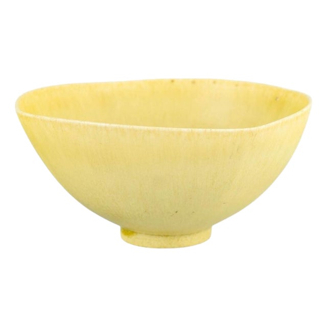 Small Yellow Tenmoku Glazed Stoneware Bowl by Berndt Friberg for Gustavsberg , 1960s For Sale