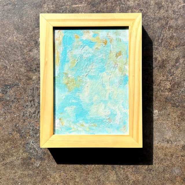 Vintage Boho Minuarture Abstract Painting in Wooden Frame For Sale In West Palm - Image 6 of 8