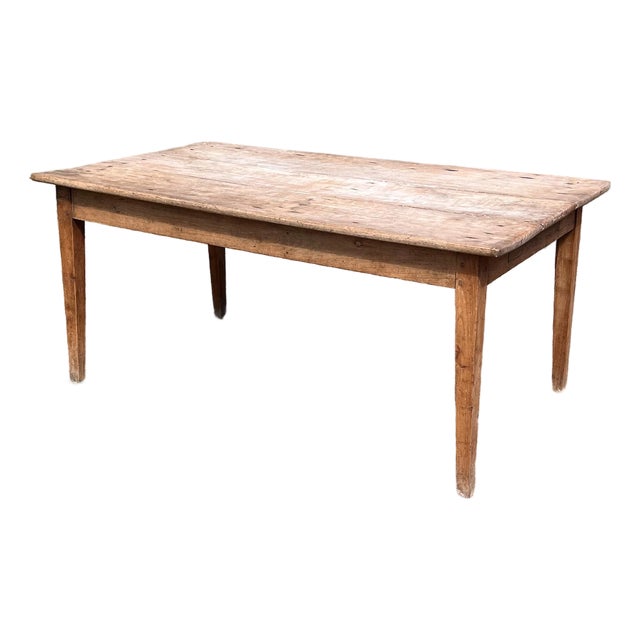 Early 19th Century Provincial Farmhouse Work Table, Scrubbed Fruitwood For Sale